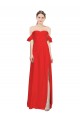 Cheap Double Ruffle Flounce Sleeves Crepe Bridesmaid Dress with Slit Canada