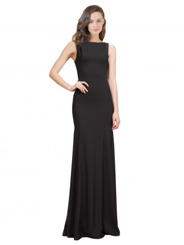 Cheap Sleeveless Bateau Neckline Crepe Bridesmaid Dress with Twist Back Canada