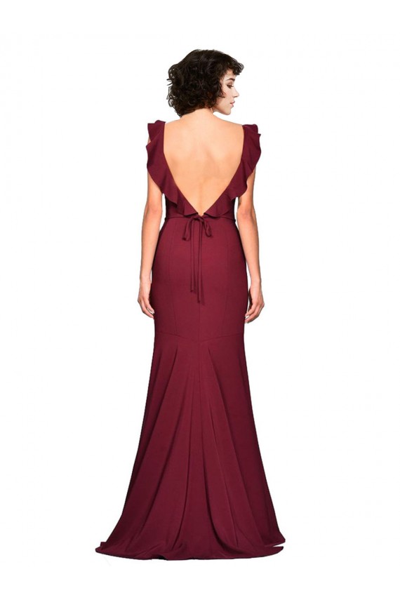 Cheap Crepe Slip Bridesmaid Dress with Ruffled Straps Canada