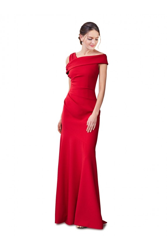 Cheap Sleeveless Ruched Crepe Mermaid Bridesmaid Dress with Off The Shoulder Detail Canada