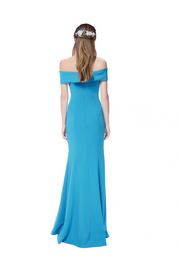 Cheap Off the Shoulder Crepe Bridesmaid Dress with Fitted Silhouette Canada