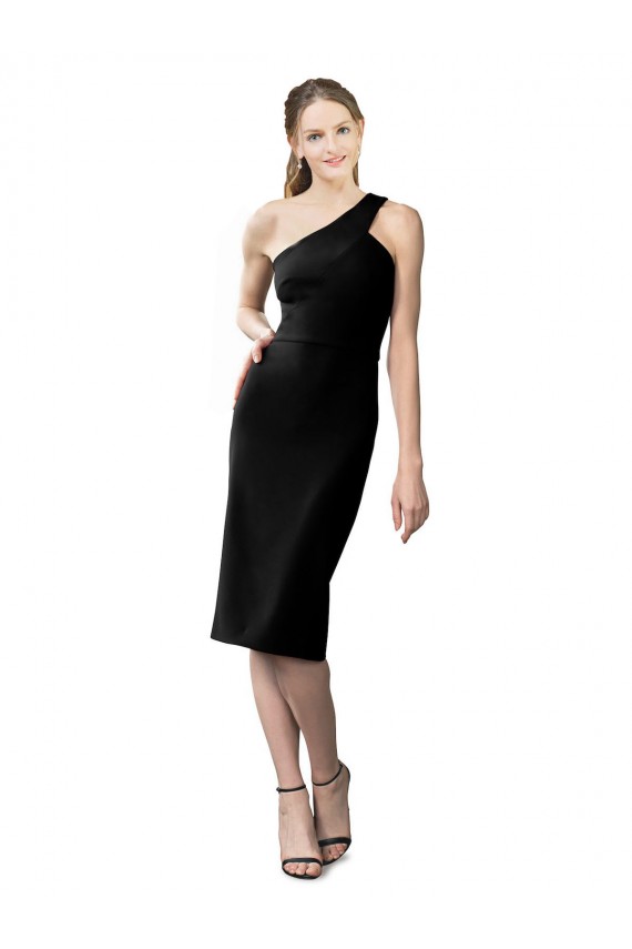 Cheap One Shoulder Short Crepe Cocktail Length Bridesmaid Dress Canada