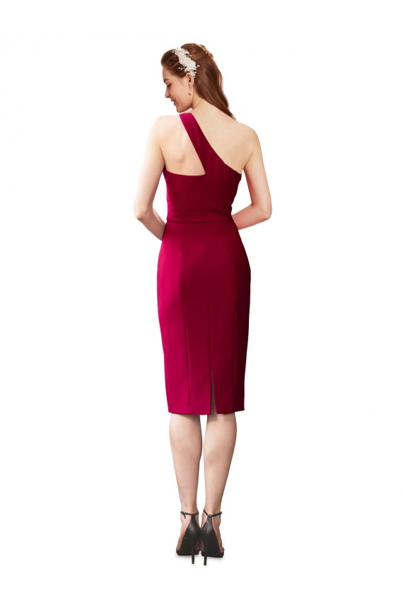 Cheap One Shoulder Short Crepe Cocktail Length Bridesmaid Dress Canada