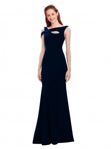 Cheap Sleeveless Crepe Mermaid Bridesmaid Dress with Side Slit Canada