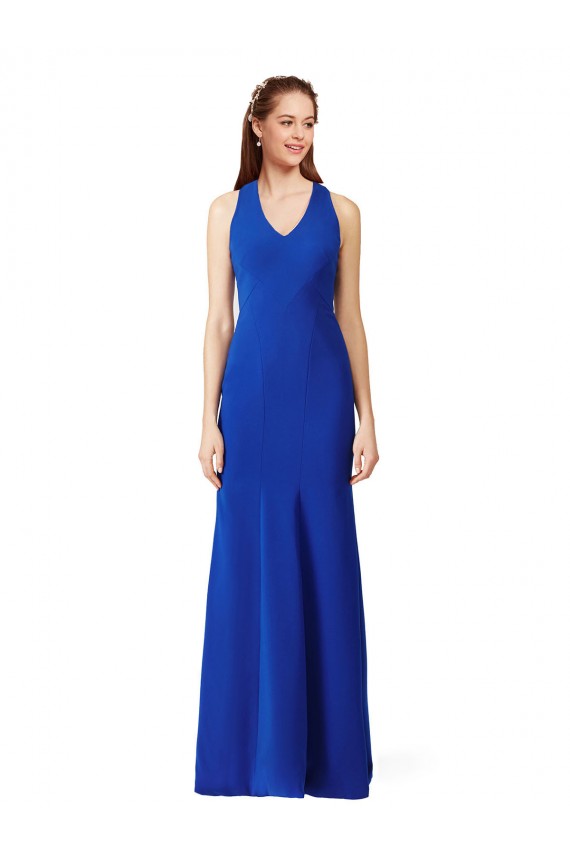 Cheap Halter V-Neck Long A-Line Crepe Bridesmaid Dress Canada
