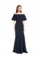 Cheap Off the Shoulder Crepe Bridesmaid Dress with Short Ruffle Sleeves. Canada