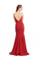 Cheap Mermaid Plunging V-Neck Crepe Bridesmaid Dress with Wide Open Back Canada