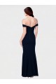 Cheap Mermaid Off the Shoulder Long Crepe Bridesmaid Dress with Low Back Canada