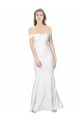 Cheap Mermaid Off the Shoulder Long Crepe Bridesmaid Dress with Low Back Canada