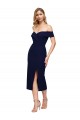 Cheap Midi Length Short Crepe Bridesmaid Dress with Side Split Canada