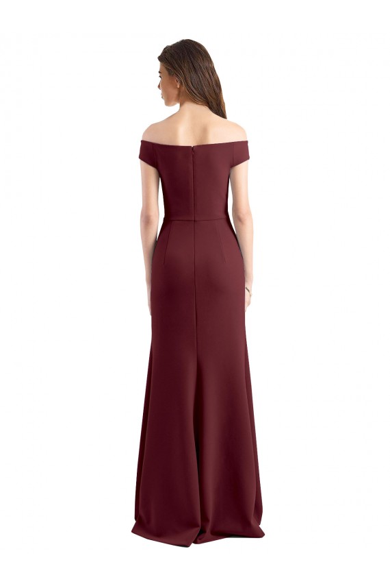 Cheap Off the Shoulder Fit and Flare Stretch Crepe Bridesmaid Dress Canada
