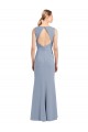 Cheap Boat Neckline and Sleek Fit and Flare Crepe Bridesmaid Dress with Keyhole Back Canada