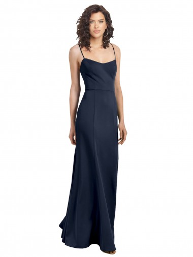 Cheap Fit and Flare Scoop Neck Long Sleeveless Stretch Crepe Bridesmaid Dress Canada