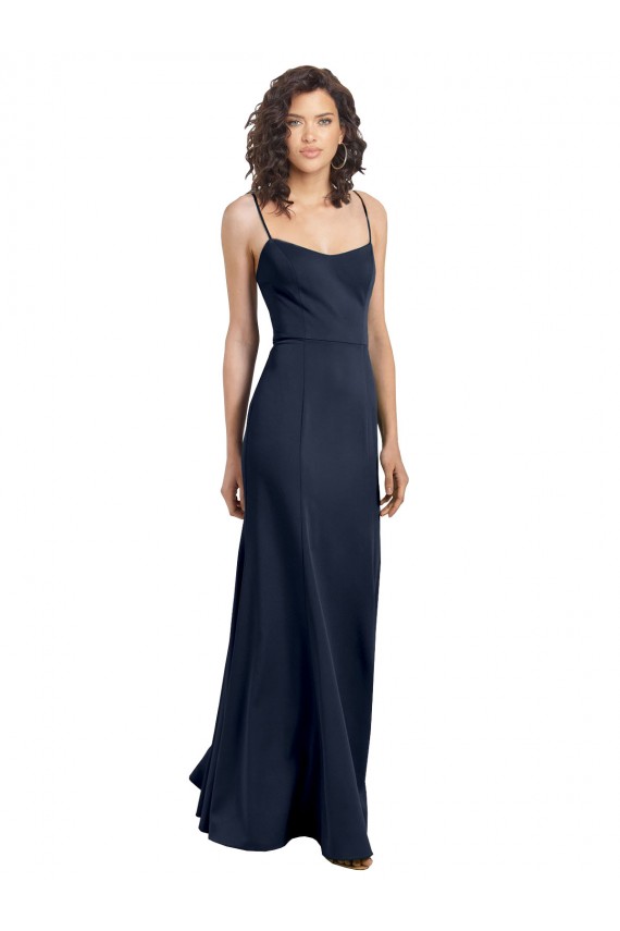Cheap Fit and Flare Scoop Neck Long Sleeveless Stretch Crepe Bridesmaid Dress Canada
