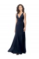 Cheap Classic V-Neck Long Stretch Crepe Bridesmaid Dress with V-Back Canada