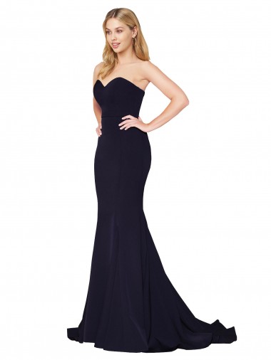 Cheap Sweetheart High Neck Sweep Train Sleeveless Crepe Bridesmaid Dress Canada