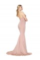 Cheap Sweep Train Sweetheart Long Mermaid Crepe Bridesmaid Dress Low Back Canada