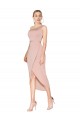 Cheap Knee Length One Shoulder Crepe Wrap Short Bridesmaid Dress Canada