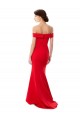Cheap Off the Shoulder Sweetheart Maxi Crepe Bridesmaid Dress With Thigh Split and Train Canada