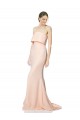 Cheap High Neck Strapless Long Crepe Maxi Bridesmaid Dress with Overlay Canada