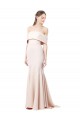 Cheap Mermaid Bardot Maxi Crepe Bridesmiad Dress with Fishtail Train Canada