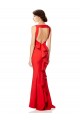 Cheap High Neck Maxi Crepe Bridesmiad Dress with Exaggerated Back Ruffle Canada