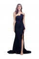 Cheap Long Strapless Sweep Train Low Back Crepe Bridesmaid Dress Canada