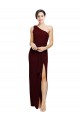 Cheap One Shoulder Sheath Crepe Bridesmaid Dress with High Side Split Canada