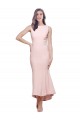 Cheap High Neck Low V-Back Midi Length Crepe Bridesmaid Dress Canada