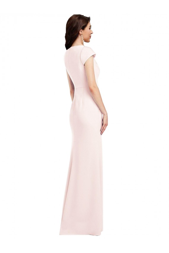 Cheap Cap Sleeve A-Line Crepe Bridesmaid Dress with Pockets Canada