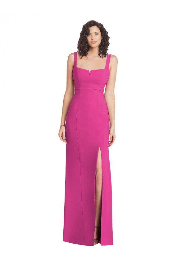 Cheap Wide Strap Notch Empire Waist Bridesaid Dress with Front Slit Canada