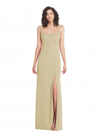 Cheap Wide Strap Slash Cutout Empire Bridesmaid Dress with Front Slit Canada