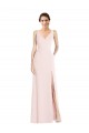 Cheap Square Neck Low Back A-Line Bridesmaid Dress with Front Slit and Pockets Canada