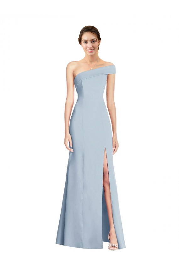 Cheap Asymmetrical Off the Shoulder Cuff Trumpet Bridesmaid Dress With Front Slit Canada