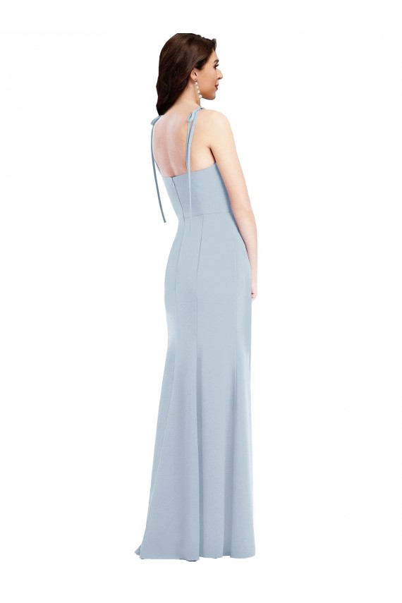 Cheap Bustier Style Crepe Bridesmaid Dress with Bow Straps Canada