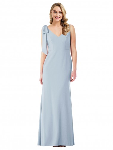 Cheap V-Back Bow Shoulder Trumpet Bridesmaid Dress Canada