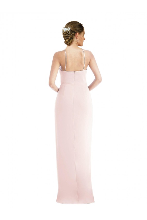 Cheap Halter Draped Tulip Skirt Maxi Bridesmaid Dress Canada