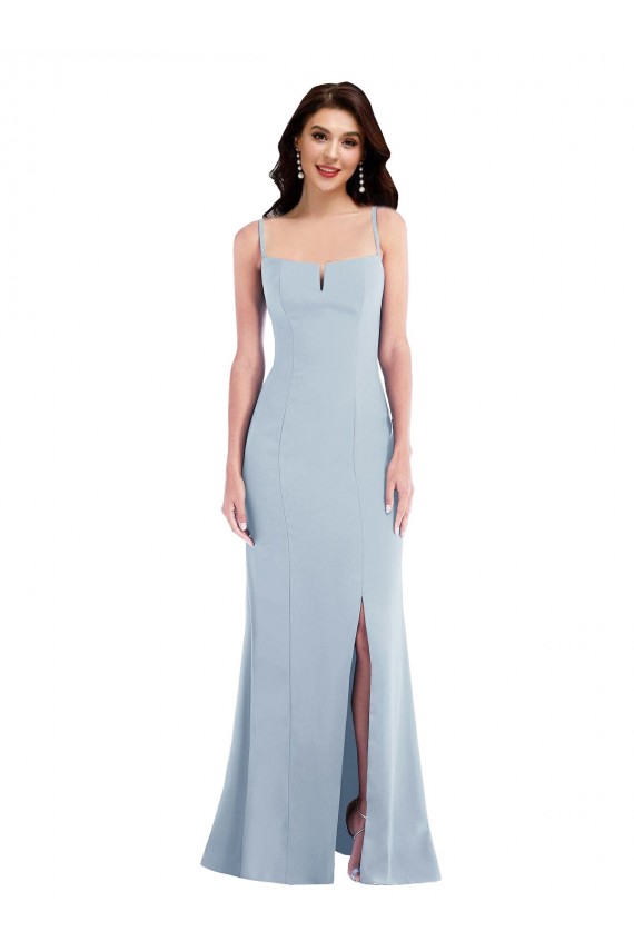 Cheap Flattering Crepe Trumpet Maxi Bridesmaid Dress with Front Slit Canada