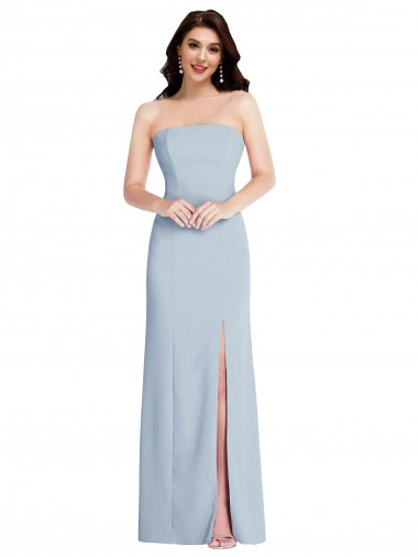 Cheap Strapless Scoop Back Maxi Bridesmaid Dress with Front Slit Canada