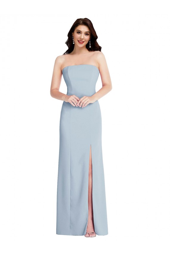 Cheap Strapless Scoop Back Maxi Bridesmaid Dress with Front Slit Canada