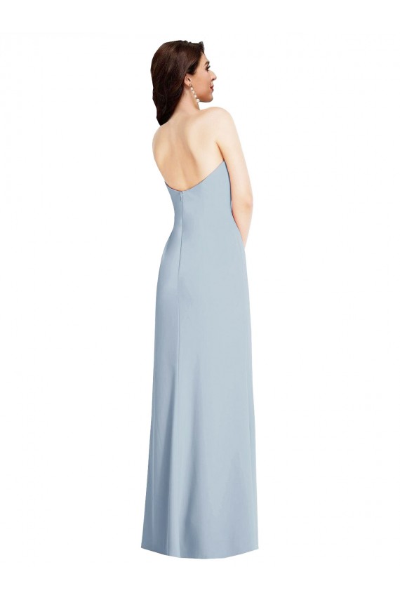 Cheap Strapless Scoop Back Maxi Bridesmaid Dress with Front Slit Canada