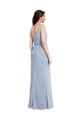 Cheap Draped Cowl Neck Long Crepe Bridesmaid Dress with Spaghetti Straps Canada