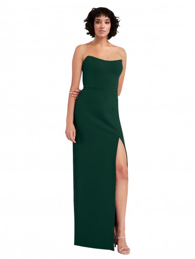 Cheap Scooped Strapless Neckline Crepe Bridesmaid Dress with Side Slit Canada