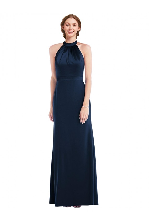 Cheap High Neck Open Back Long Maxi Bridesmaid Dress Canada