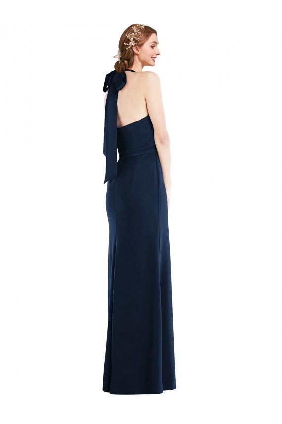 Cheap High Neck Open Back Long Maxi Bridesmaid Dress Canada