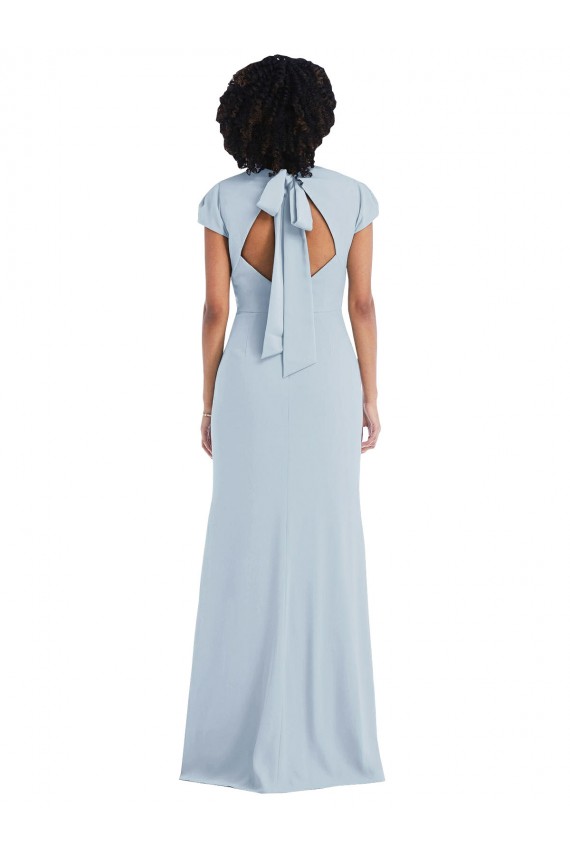 Cheap Cap Sleeve Cutout Tie Back Trumpet Bridesmaid Dress Canada