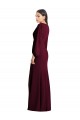 Cheap Long Puff Sleeve V-Neck Trumpet Bridesmaid Maxi Dress Canada