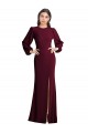 Cheap Puff Sleeves Long Maxi Briddesmaid Dress with Cutout Tie Back Canada