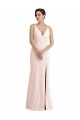 Cheap Skinny Strap Deep V-Neck Crepe Trumpet Bridesmaid Dress with Front Slit Canada