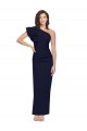 Cheap Ruched Floor Length Long Crepe Bridesmaid Dress with Shoulder Ruffles Canada